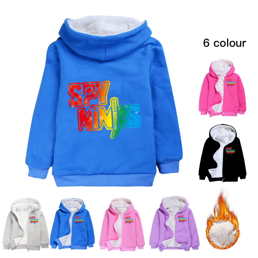 

SPY NINJAS Cartoon Children's Clothing Cardigan Zipper Thick Jacket Boy Girl Winter Coat Casual Kids fall Velvet Warmth Clothes