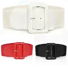 Женский кожаный ремень с большой пряжкой, широкий, пояс-корсет, эластичные пояса, элегантный тонкий однотонный декоративный пояс