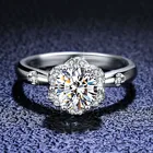 Серебряных алмазов, пройден тест 1 карат отличный крой D Цвет высокое качество Муассанит Роза кольцо цвета подлинного серебра с 925, ювелирное изделие для помолвки