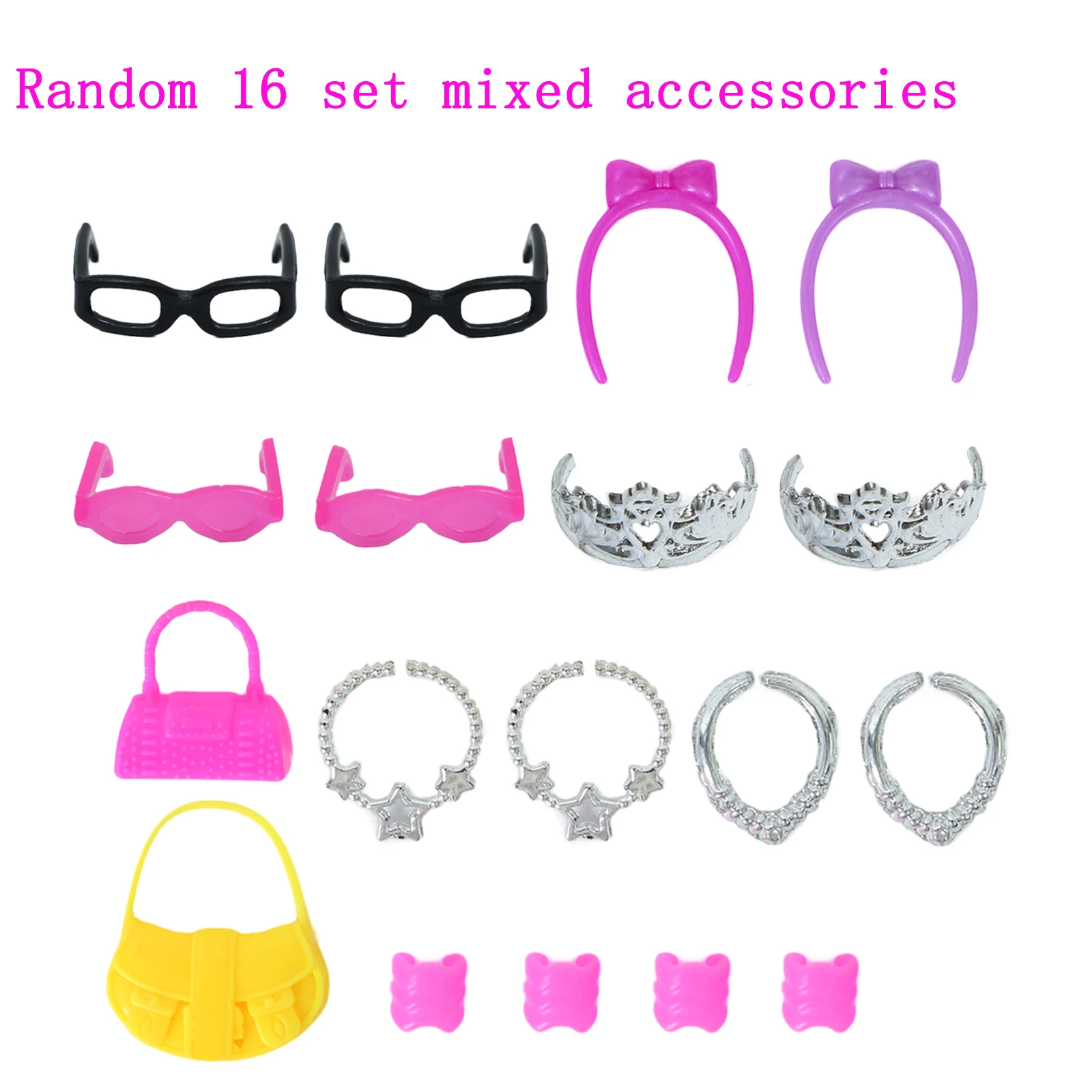 Random 16 pcs Детская игрушка для ролевых игр, детская кровать, стул, кукла, мебель, одежда, обувь для куклы Барби, Келли, аксессуары для кукольного домика, набор игрушек для девочек - Цвет: Random 16 pcs