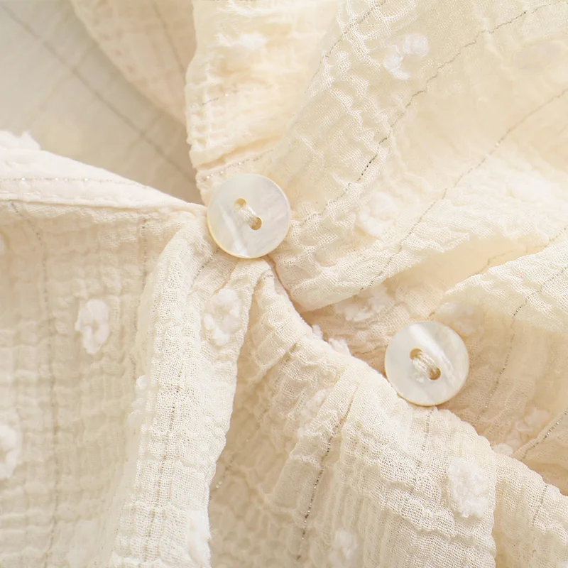 

Summer women's casual solid color V-neck long-sleeved ruffled decorative shirt