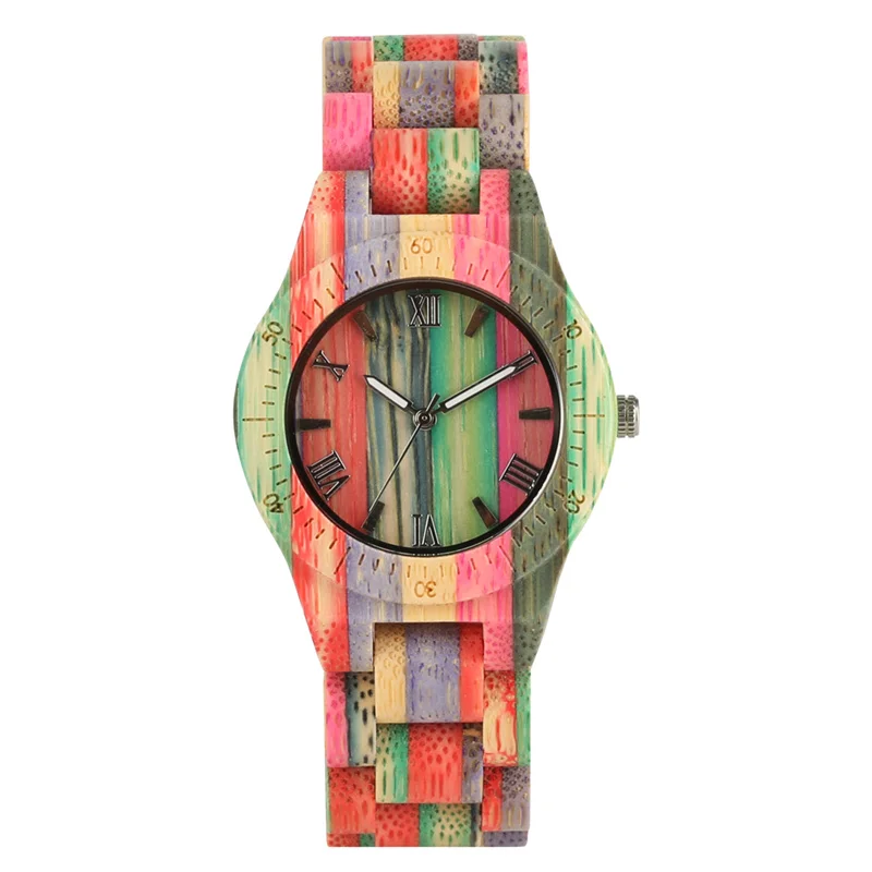 Creative Handmade Lover Wooden Watches Luminous Pointers Clock Quartz Analog Timepiece Full Wood Strap Watch for Women Men Gift