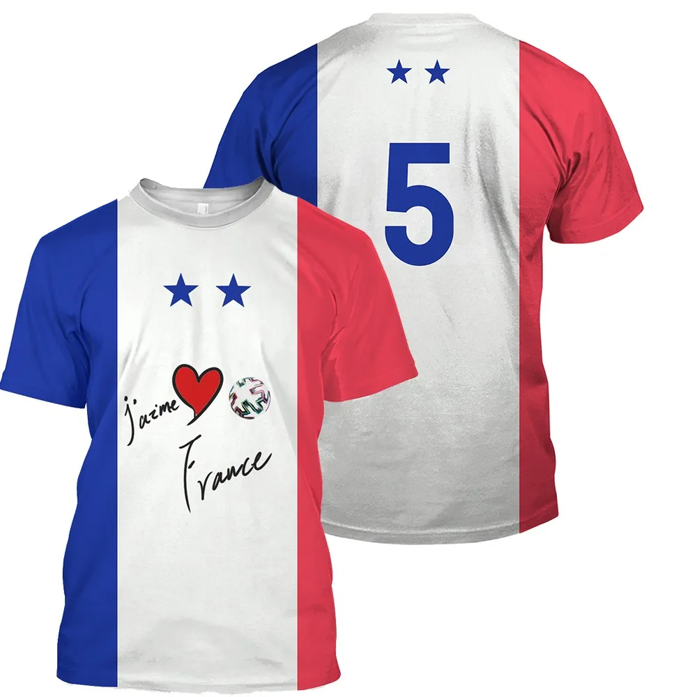 

New T-shirts Children Summer 2021 New France Football Team Short sleeve Tee Oversize Sportswear Top T shirts Men's Sports