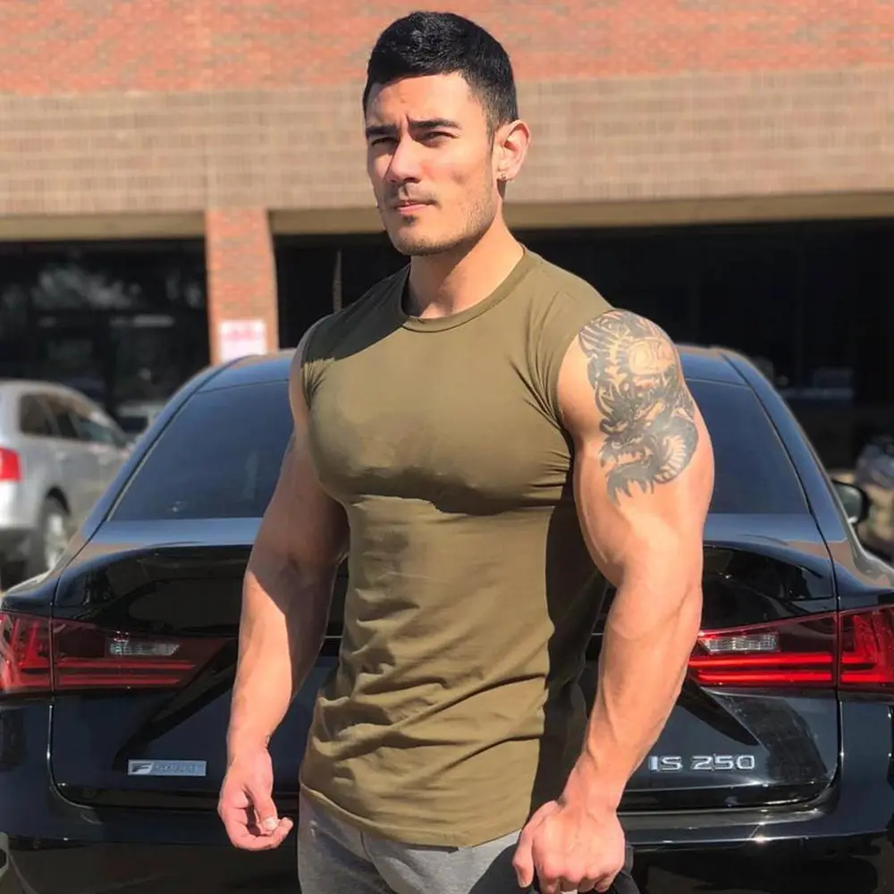 Мужская майка для тренажерного зала однотонная хлопковая фитнеса бодибилдинга