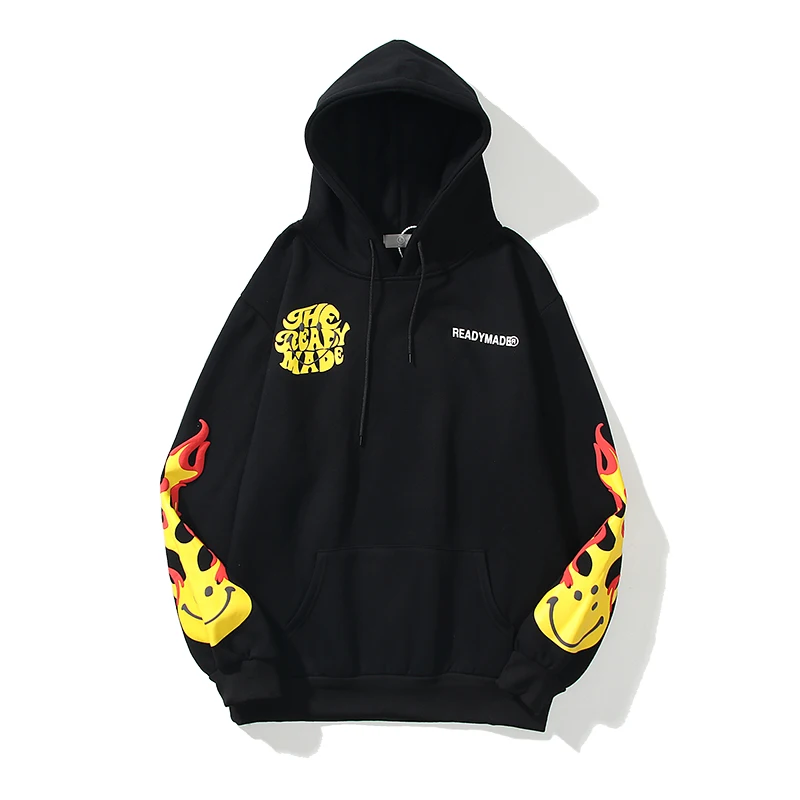 

Мужская Флисовая Толстовка с капюшоном и надписью «смайлик»