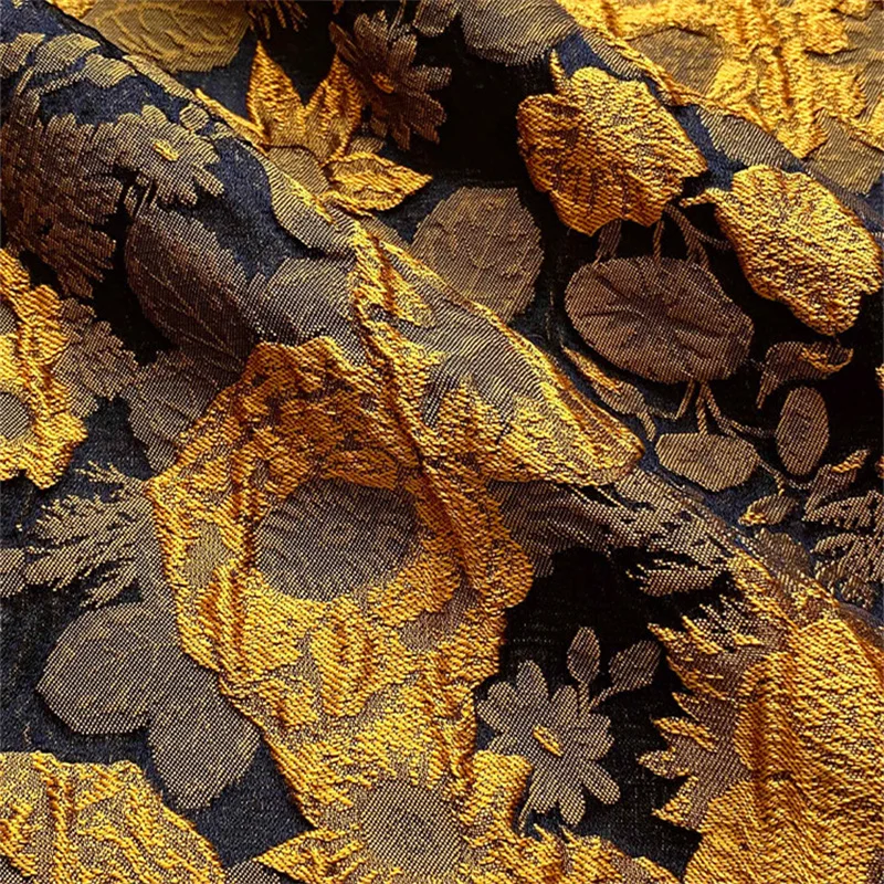 

NW246 Yellow 3D Oil Painting Embossed Jacquard Fabric Sofa Cover Pillow Women's Clothes Cheongsam DIY Handmade Sewing Clothes