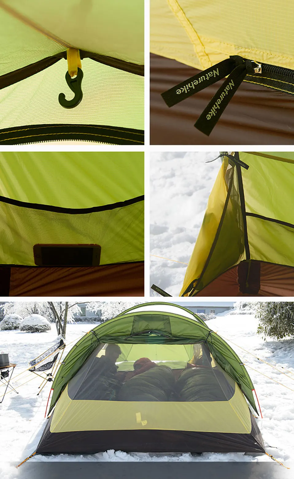 Naturehike Сверхлегкий туннельный тент из опалуса для 2~ 4 человек 20D/210T тканевый тент для кемпинга с бесплатной NH17L001-L