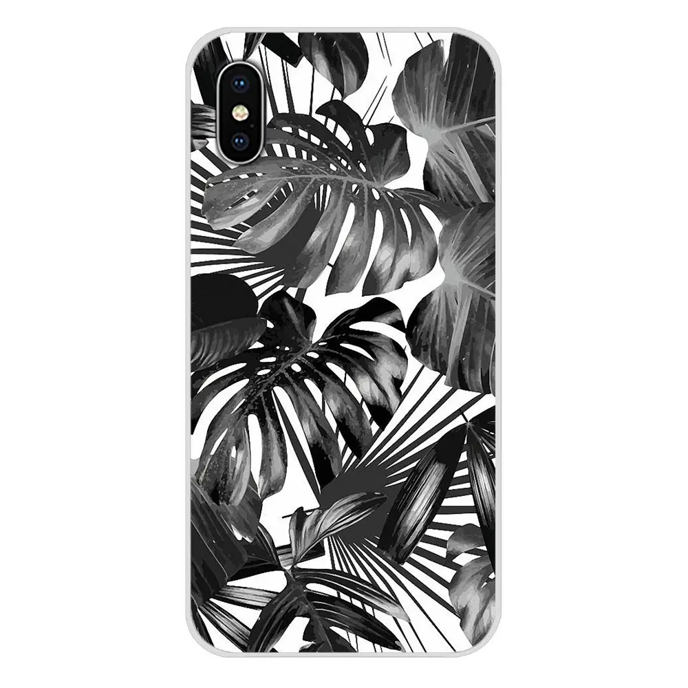 Черный белый Пальмовые Листья пальмы для huawei G7 G8 P7 P8 P9 P10 P20 P30 Lite Mini Pro P Smart Plus мягкий чехол из ТПУ