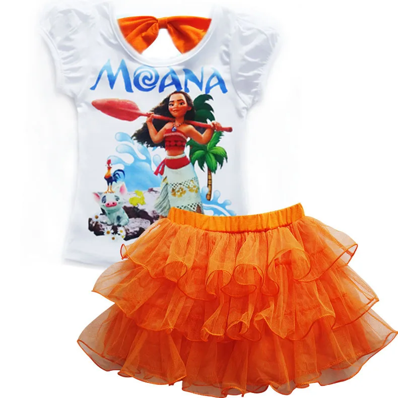 Комплекты одежды для маленьких девочек детский костюм Моана одежда дня рождения