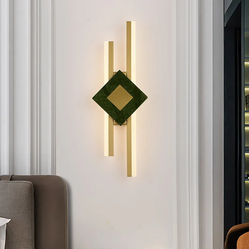 

Green Marble LED Home Wall Lamp Stairs Aisle Dining Room Foyer Wall Sconce Wall Deco Gold Metal Surface Mount Dropshipping