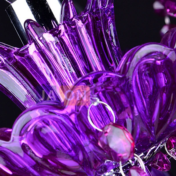 

led e14 European Iron Crystal Glass Purple Chandelier Lighting Lamparas De Techo Suspension Luminaire Lampen For Foyer