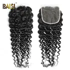 BAISI 5x5 прозрачное кружевное Закрытие глубокая волна HD кружевное закрытие свободная часть человеческие волосы швейцарское кружевное закрытие только глубокая волна HD закрытие