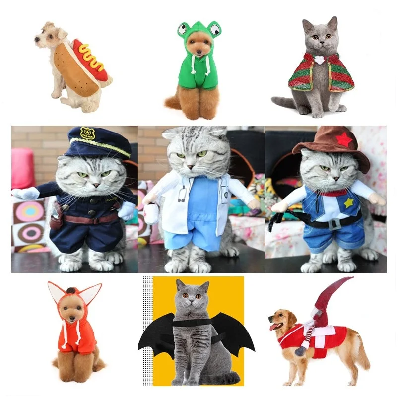 

Забавный костюм для питомца, костюм для кошки, собаки, одежда, одежда для доктора, полицейского, ковбоя