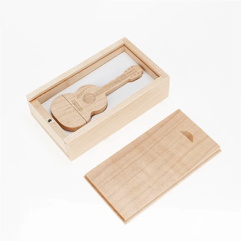

Usb Flash Drive 128GB 2.0 Pen Drive 64GB Pendrive 32GB Flash Usb 4GB 8GB Wooden Guitar Box Pendrive 16GB 1 Free Custom LOGO Gift