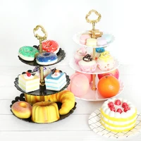 home table decoration trays european three layer cake stand wedding party dessert table candy fruit plate cake self help display
