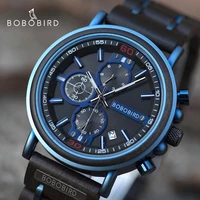 luxury men chronograph bobobird wood watches quartz wristwatch auto date timepiece erkek kol saati business male clock dropship
