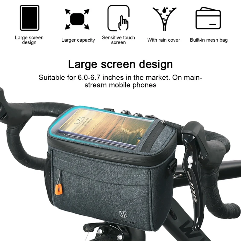 

Bike Handlebar Bags, Bike Pouch Handlebars Waterproof Compact Quick Release Front Frame Storage Bags Basket For Bicycles w