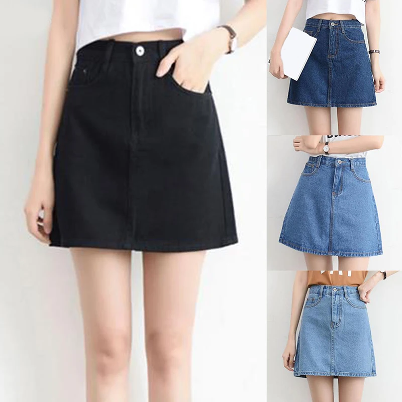 

Summer Women Casual Skirt Ladies Solid Color High Waist Women Skirt 2019 Fashion Denim Jeans Sexy Skirts For Women