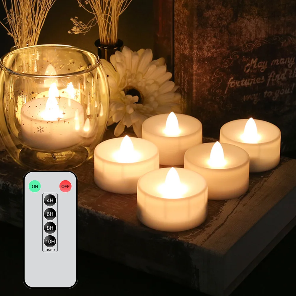 

LED Tea Light with Remote Flameless Flickering Tealight Candles with Timer Battery Operated LED Tea Votive Candle for Decoration