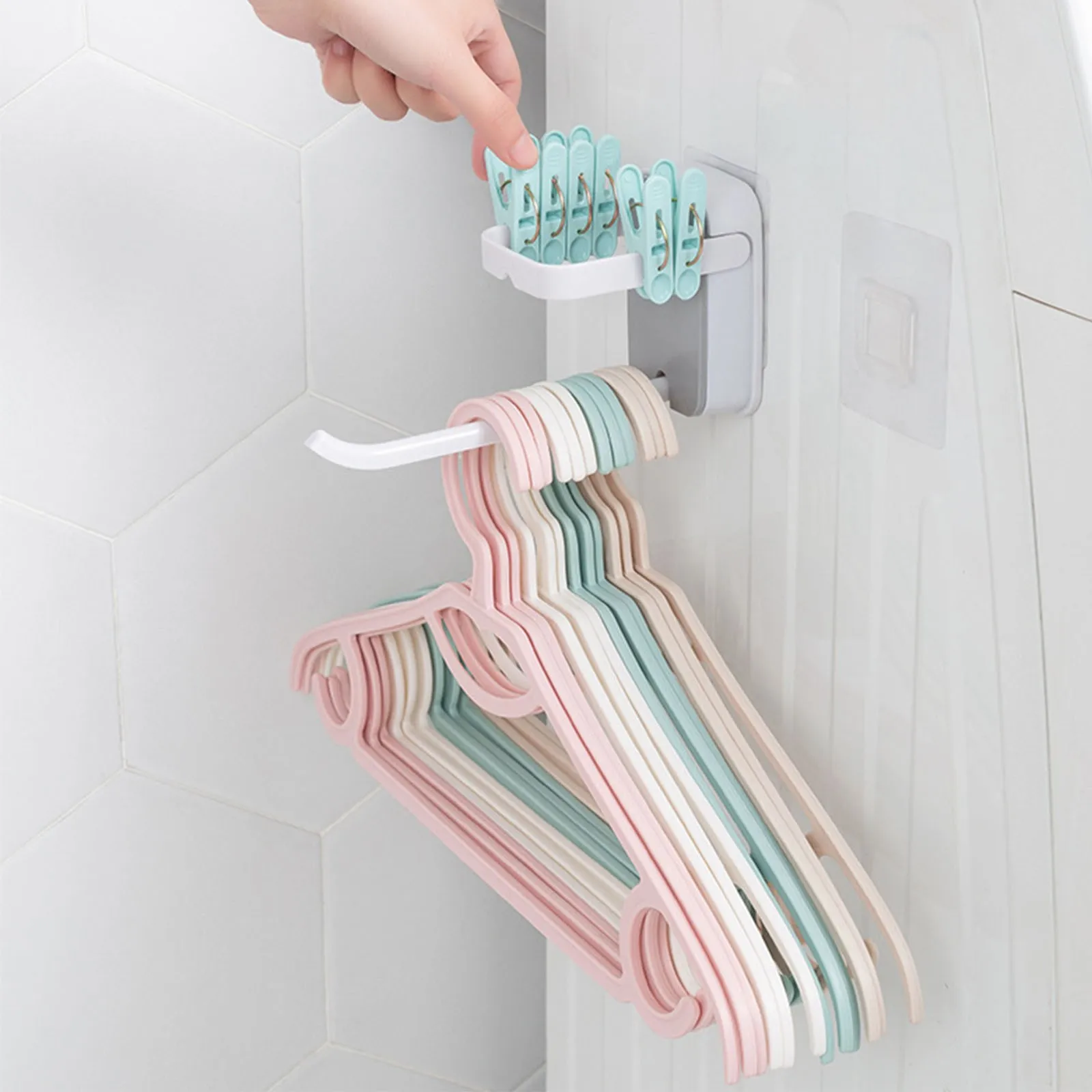 

clothes hanger clip organizer Plastic clothes rack stand magic hanger Free Punch Save Space Wall Hanging Clip home Storage tool