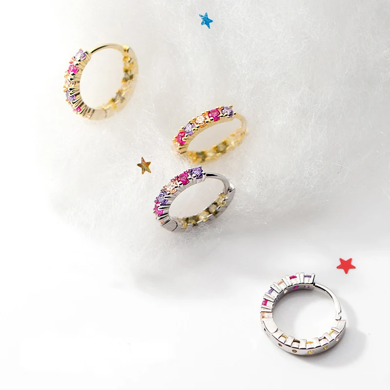

Серьги-кольца женские из серебра 925 пробы с цветным Цирконом