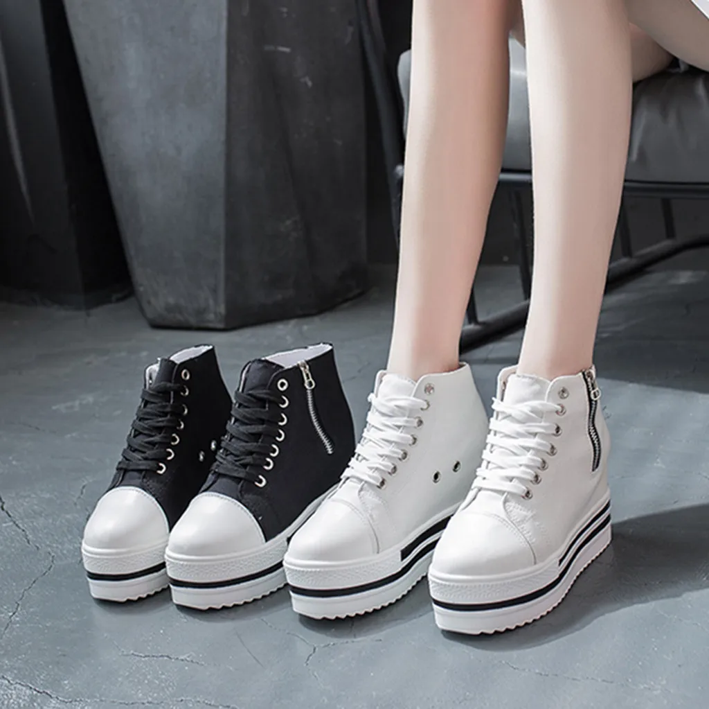 

New Fashion Women Casual Shoes Height Increasing Breathable Women Sneakers Flats Trainers Shoes Ladies Wedges Platform Sneakers
