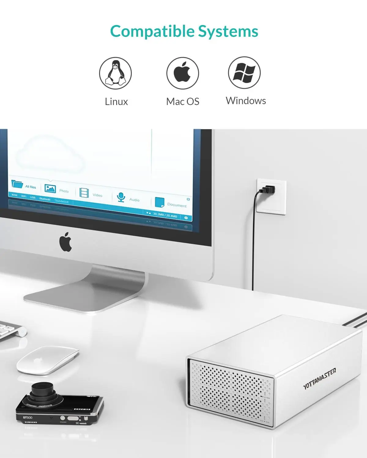 Yottamaster Алюминий 2 Bay 5 &quot/3 5&quot USB3.0 Корпус внешнего жесткого диска SATA3.0 Поддержка 2x10
