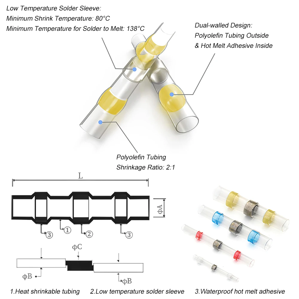 800 шт. провода для пайки разъемы терм усадочная с припоем кольцо электрической