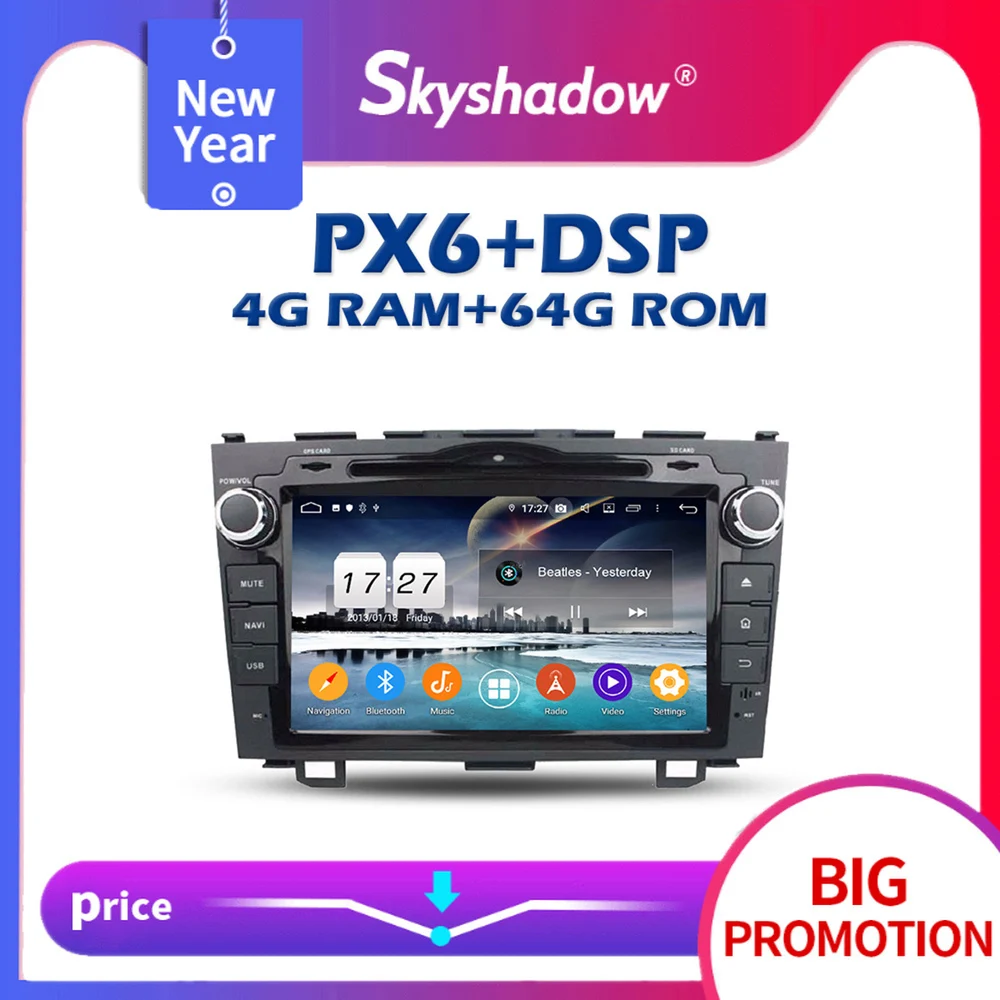 720P PX6 2DIN автомобильный DVD плеер DSP IPS Android 10 0 4G + 64G GPS Google Радио RDS Wi Fi Bluetooth 5 для Хонда