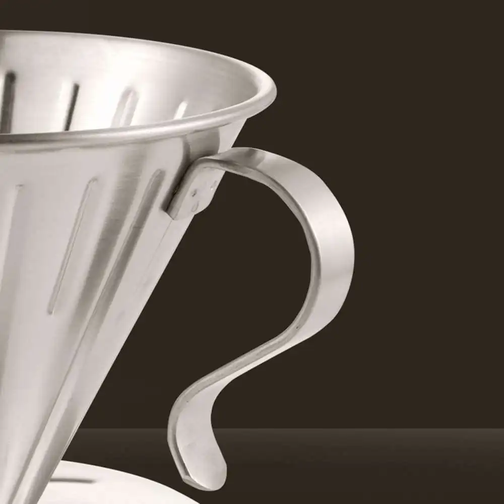 

Stainless Steel Pour Over Coffee Dripper Maker Reusable Coffee Filter Cone Cup Kitchen Coffee Shop Supplies