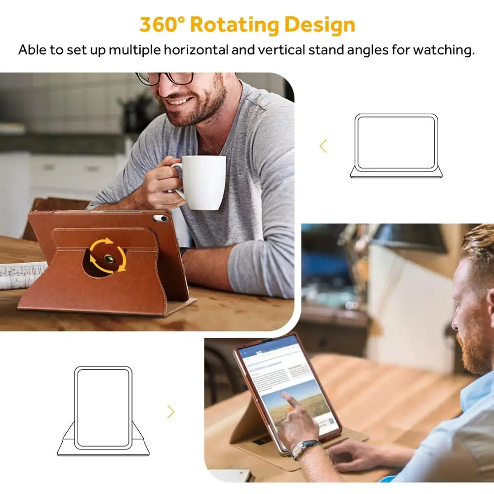 EasyAcc Case For iPad Pro 12.9 2018 360 Degree Rotating/ 100% PU Leather Document Card Slots with Auto Wake/Sleep Durable | Компьютеры и