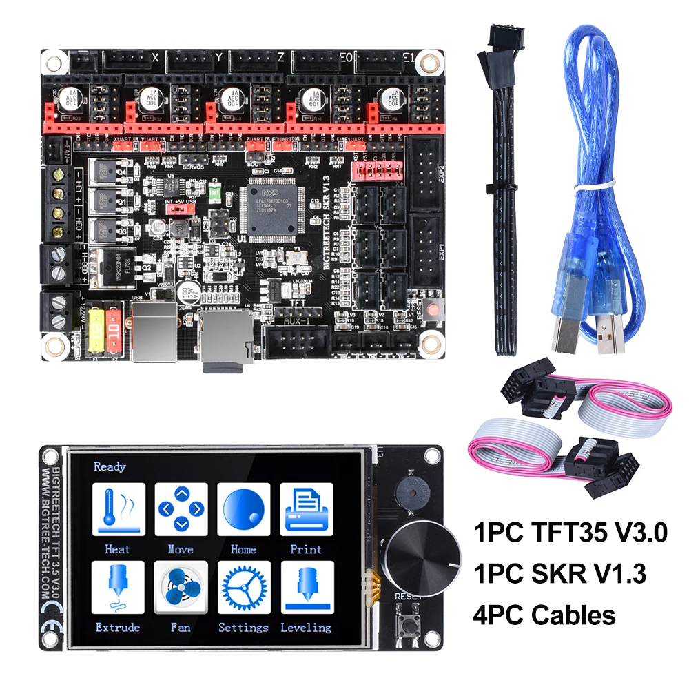 BIGTREETECH SKR V1.3 32Bit плата+ TFT35 V3.0 сенсорный экран+ 5 шт. TMC2208 TMC2209 UART TMC2130 spi части 3d принтера MKS SGEN gen L