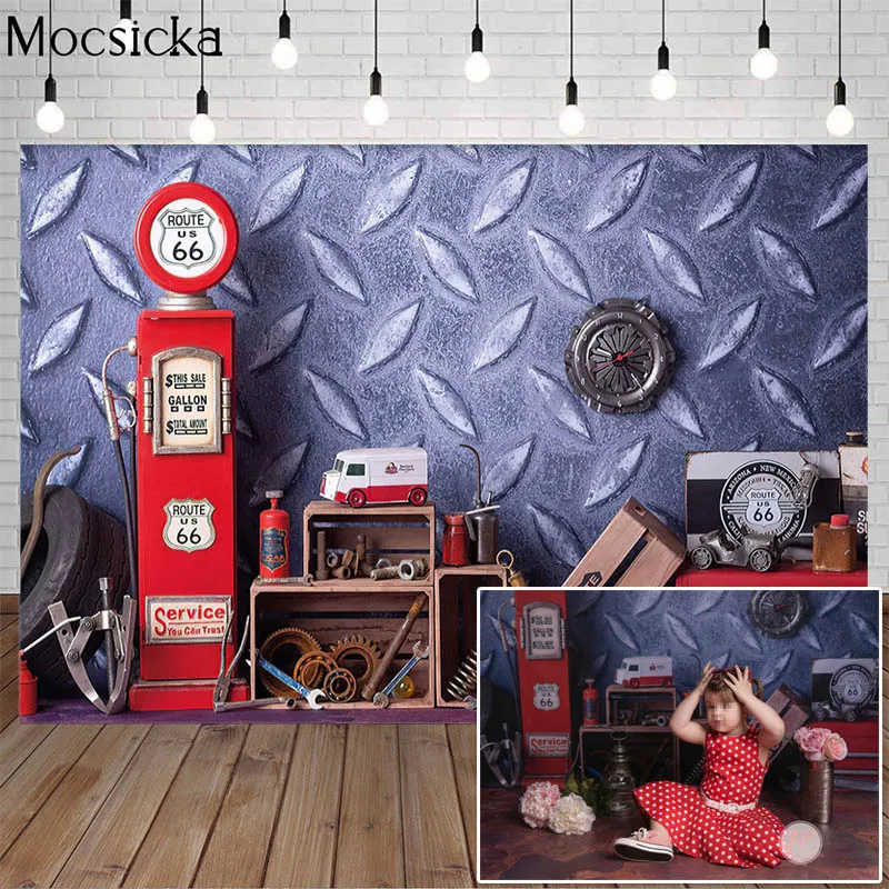 

Garage Photo Background Mechanical Photography Props Tools Shelf Room Children Boy Birthday Photoshoot Portrait Studio Photocall