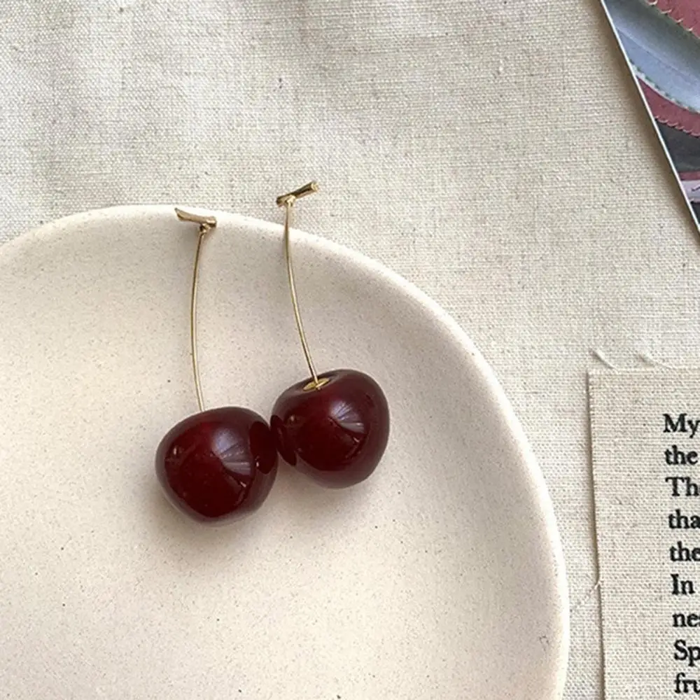 

Korean Cute Cherry Earrings Female Simple Earrings for Women Lady Gift Jewelry Dangle Accessories