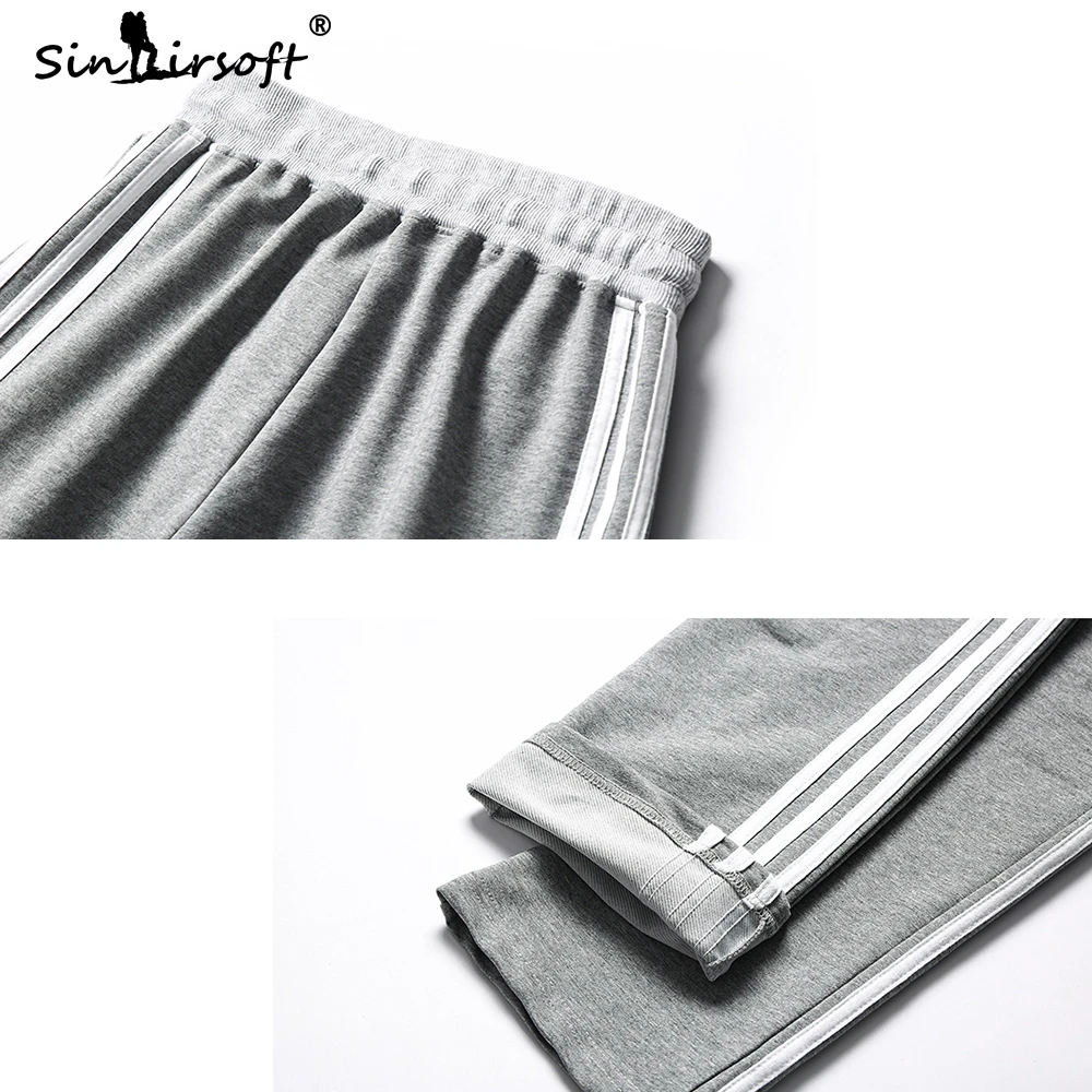 Высококачественные трикотажные повседневные длинные брюки Harlan мужские черные брюки с завязками на талии с полосками по бокам мужские обтягивающие прямые брюки