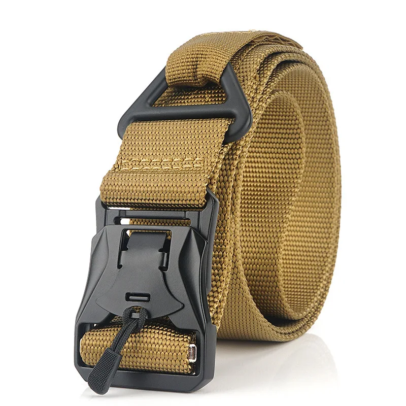 

[Tactical Belt] TUSHI 2021 Hot Sell Nylon Male Waistband Magnetic Quick Release Buckle Military Training Ceinture 125cm*3.8cm