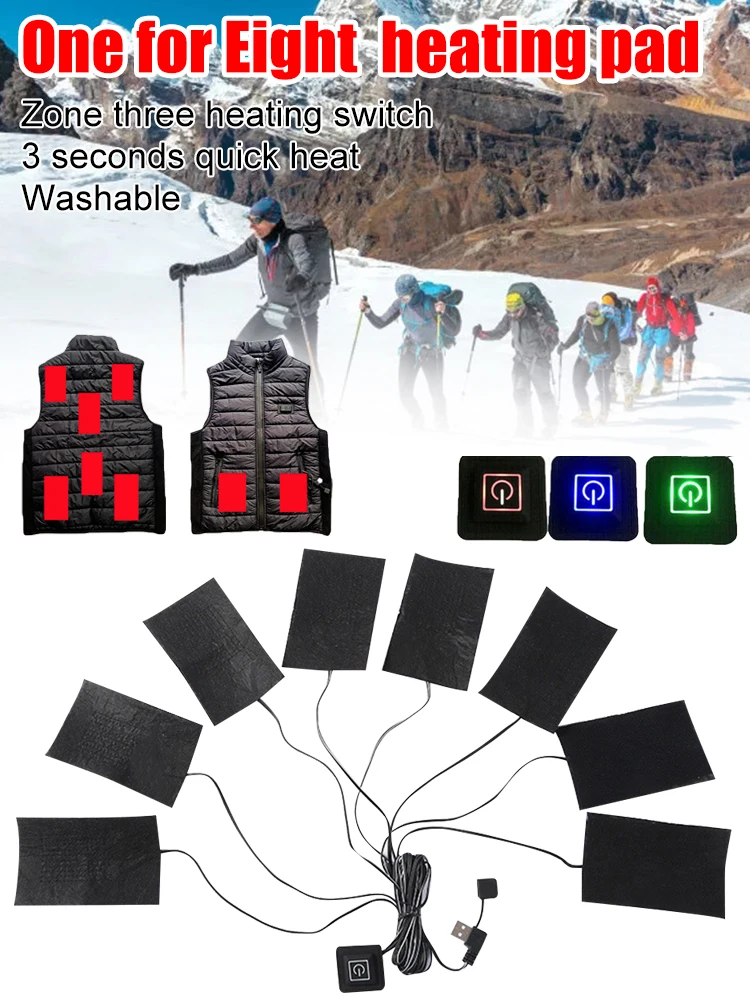 

Electric Cloth Heating Pad USB Heated Pad With 3-Gear Temperature Adjustable Jacket Vest Heater Sheet for Outdoor Winter Camping