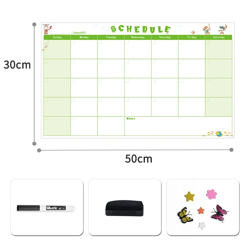 Magnetic Calendar Agenda Plan School Office Supplies Time Schedule Learning Working Weekly Table Notice Memo whiteboard | Канцтовары для