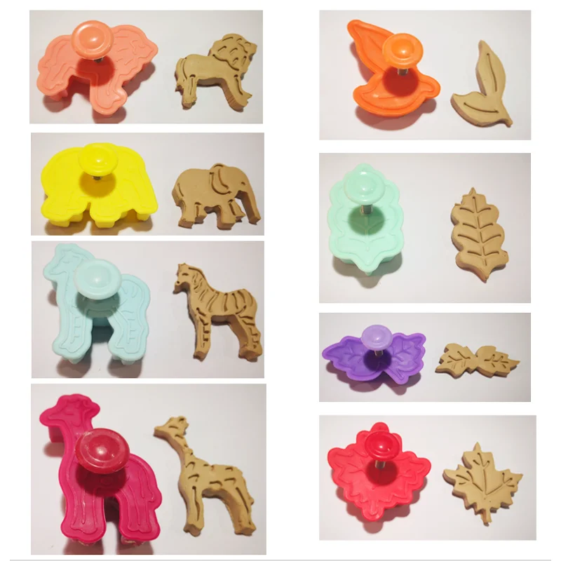 

4pcs Ceramic art clay mold plastic three-dimensional spring printing mold animal fruit push-type children mold set
