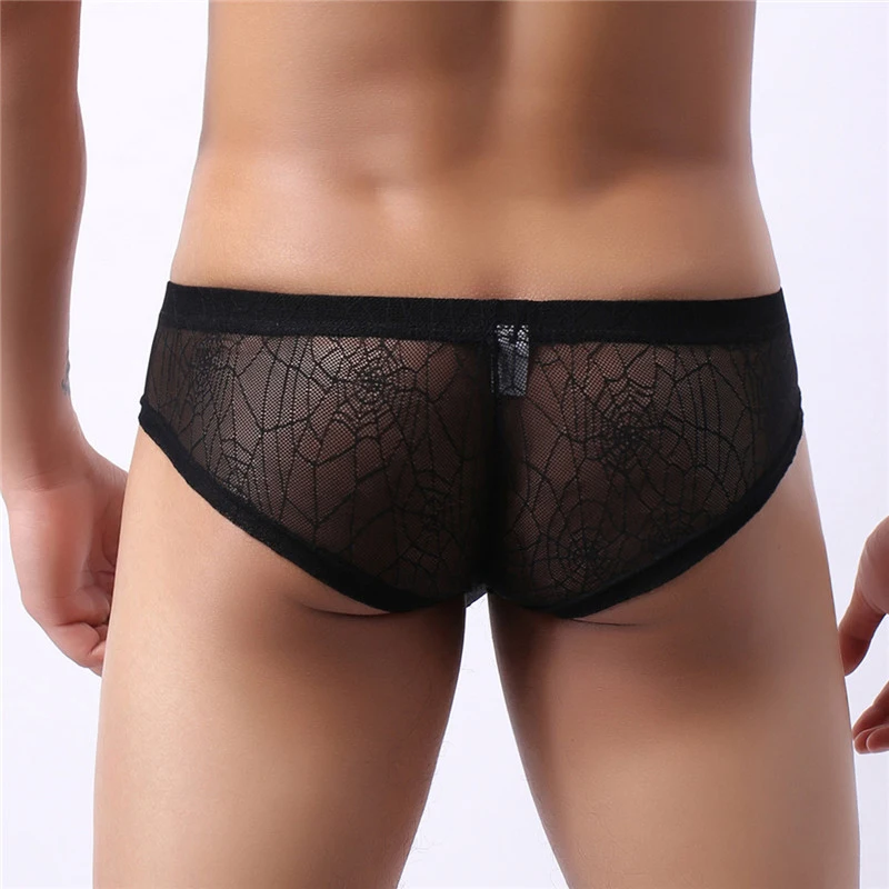 Men's Briefs Mesh Underwear Soft Breathable Brief Sexy Underwear Men's Hot Hips Up Transparent Jockstrap Low Waist Underpants
