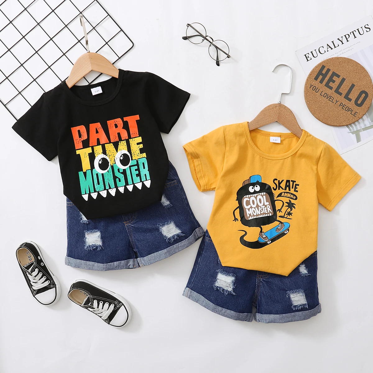 

Child Tracksuit Summer Short Sleeve Children's Clothing Tees+Shorts 2Piece Sets for Baby Cartoon Baby Girl Clothes Boys Outfit