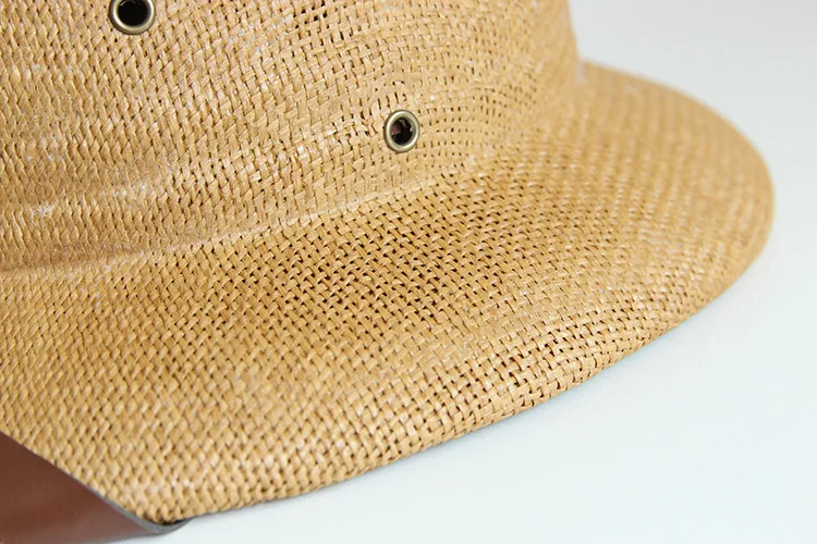 

Handmade Straw Bucket Hat for Men Helmet Summer Female Breathable Fishing Sunshade Fisherman Hat Belt Decoration Straw Hat