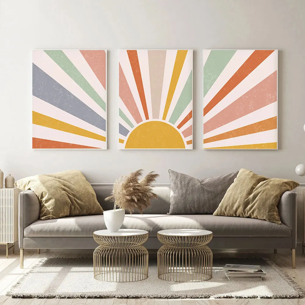 

Scandinavian Poster Canvas Colorful Line Drawing Sun Nursery Modern Painting Art Print Wall Picture Living Kids Rooms Home Decor