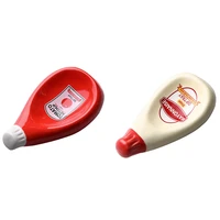 2pcs ceramic extruded tomato sauce bottle shape dish soy sauce plate ketchup mayonnaise dish beige s red l
