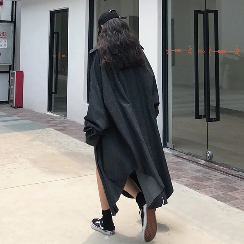 CHICEVER Корейская джинсовая ветровка пальто для женщин воротник с лацканами рукав