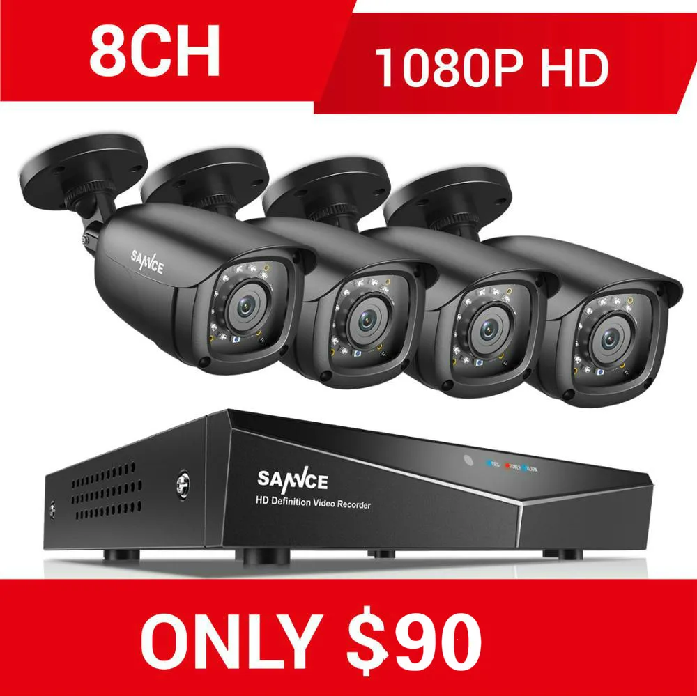 SANNCE 8CH 1080P домашняя система безопасности видео с 5в1 1080N DVR 4X умная ИК уличная
