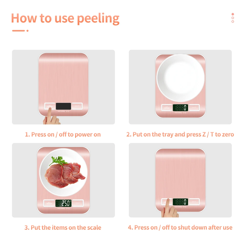 Цифровые кухонные весы из нержавеющей стали портативные 10 кг x 1 г для взвешивания