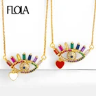 FLOLA CZ ожерелье Радужный Циркон с очаровательной радугой греческий глаз ювелирные изделия для женщин ожерелье глаз Грего золото сглаза ожерелье nke86