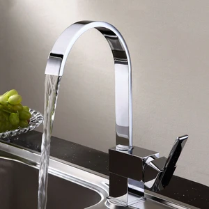 hotcold water kitchen sink taps 360 rotation single holder faucets swivel square mixer taps home improvement bathroom accessory free global shipping