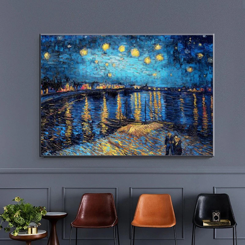 

Famous Artist Van Gogh Oil Painting Landscape Canvas Sunrise Starry Iris Flower Print Poster Picture Wall Living Room Decoration